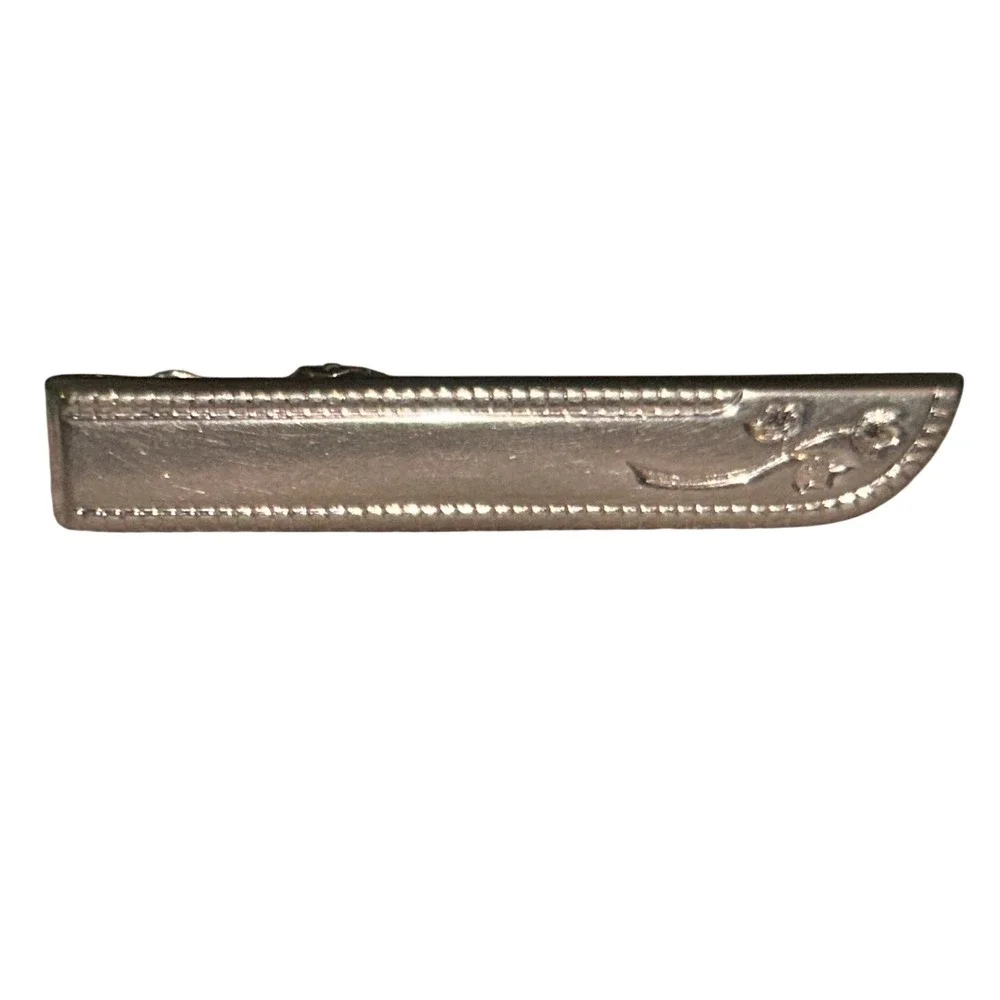 Foster‎ Vintage 925 Silver Floral Etched Tie Clip Men Formal Wedding Accessory